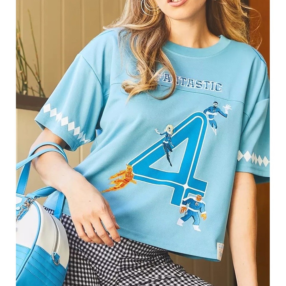 Marvel Fantastic Four First Steps Sue Storm BoxLunch Cropped Jersey L Exclusive